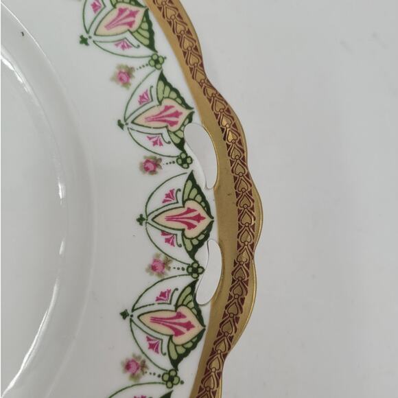 Moritz Zdekauer M.Z. Austrian China Porcelain Gilded Coquette Dessert Platter - Picture 5 of 8